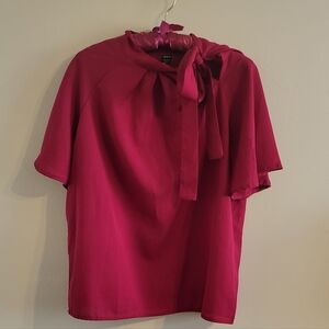 4/$15 SALE Shein | Elegant Women's Red Blouse Neck Accent Bow